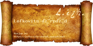 Lefkovits Árpád névjegykártya
